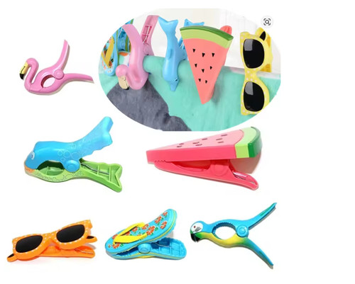 Fun beach towel clips - towel, plastic