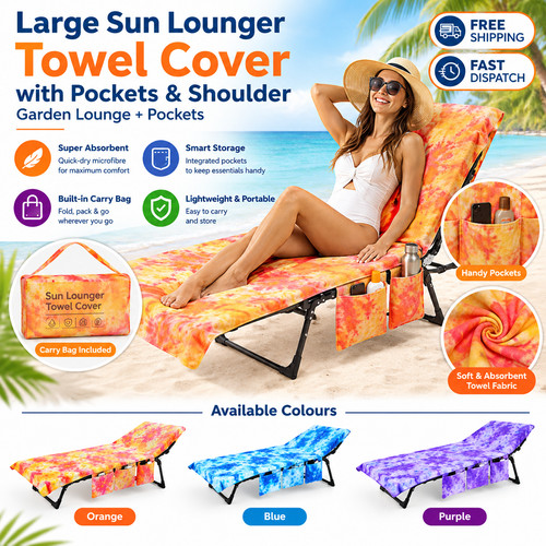Large sun lounger towel - large,